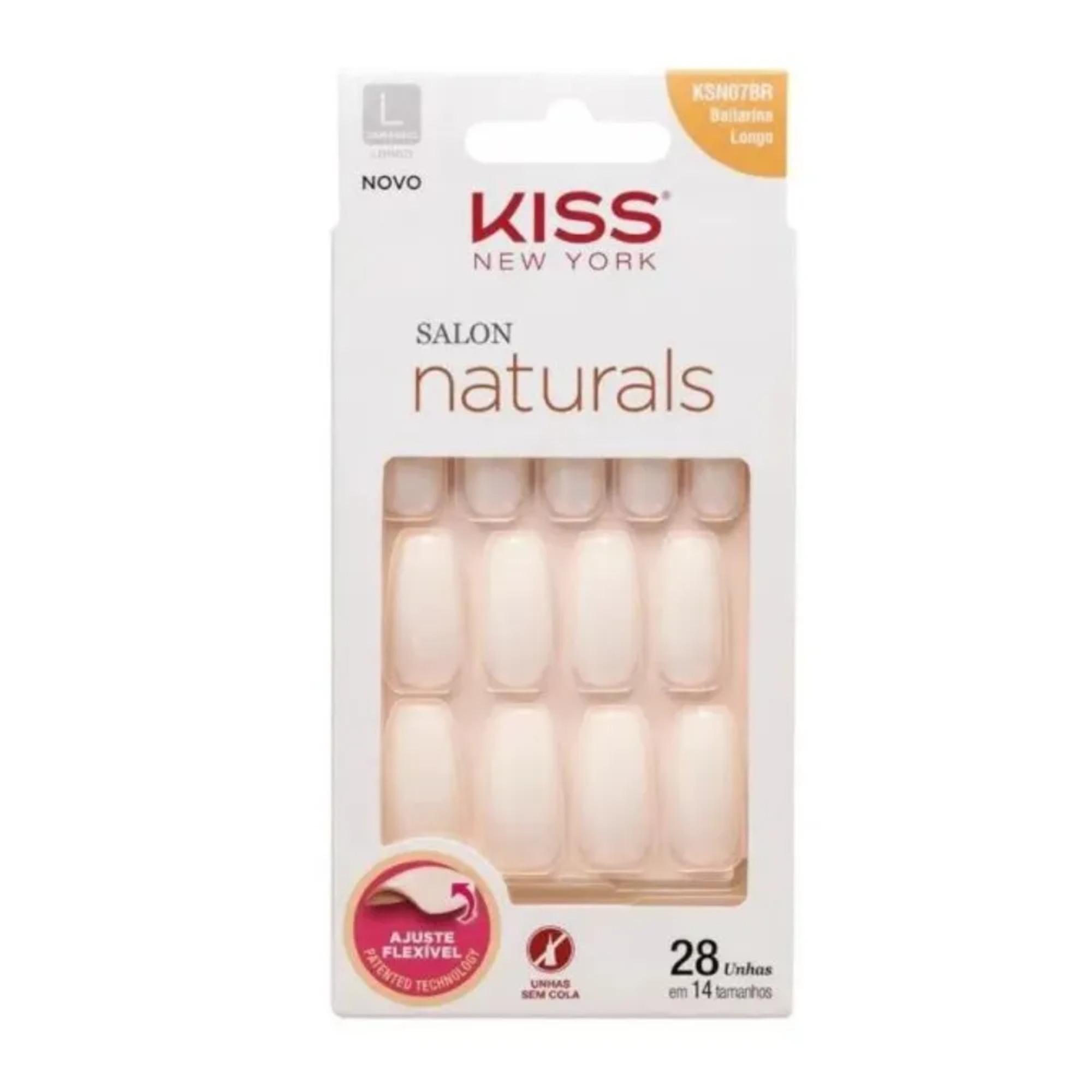 Unhas Postiças Kiss New York Salon Natural Longo Bailarina