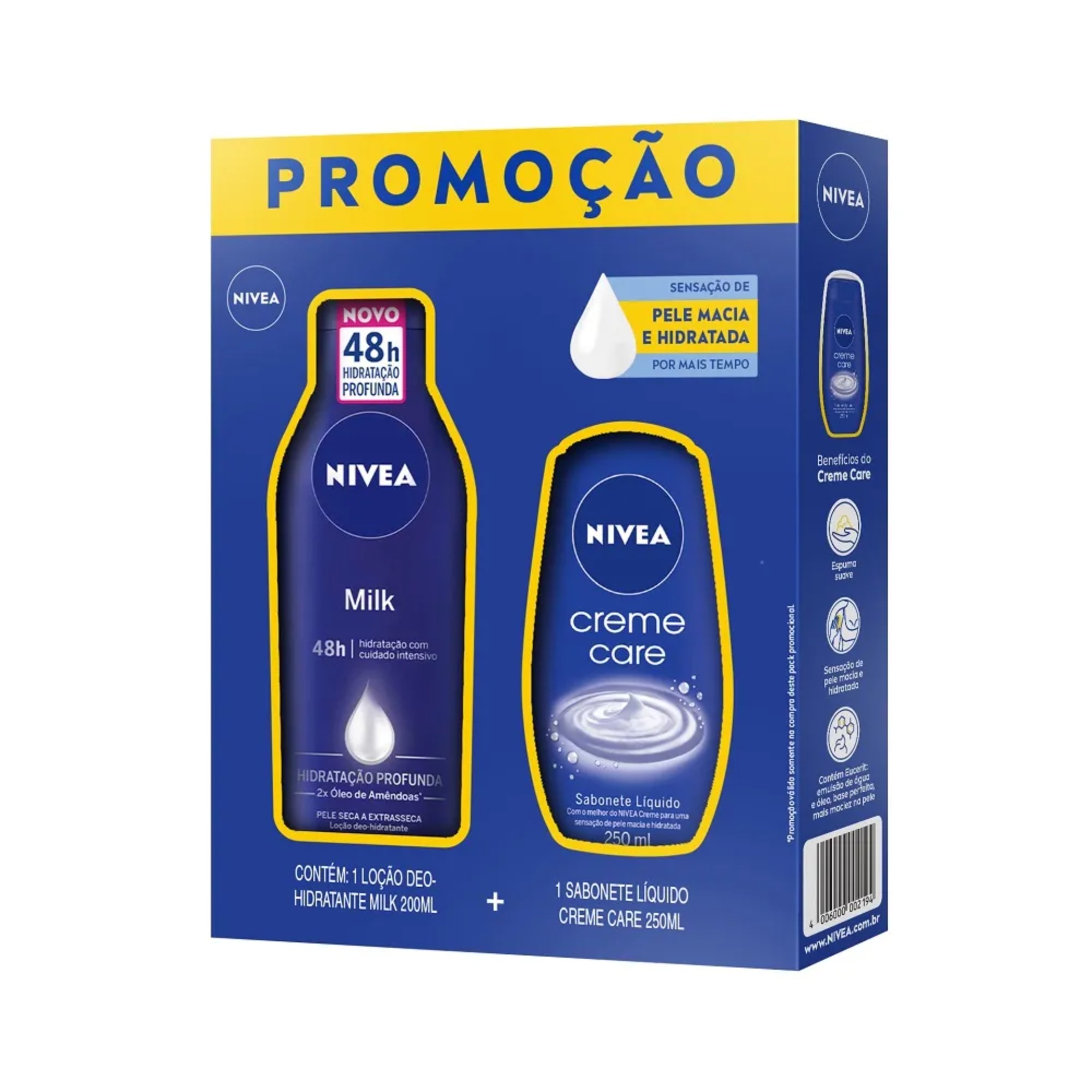 Loção Hidratante Nivea 200ml Milk mais sabonete líquido