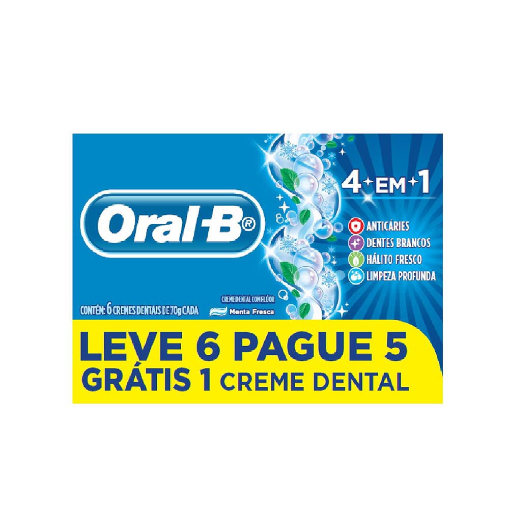 Kit Creme Dental Oral B 4 em 1 70g Leve 6 Pague 5