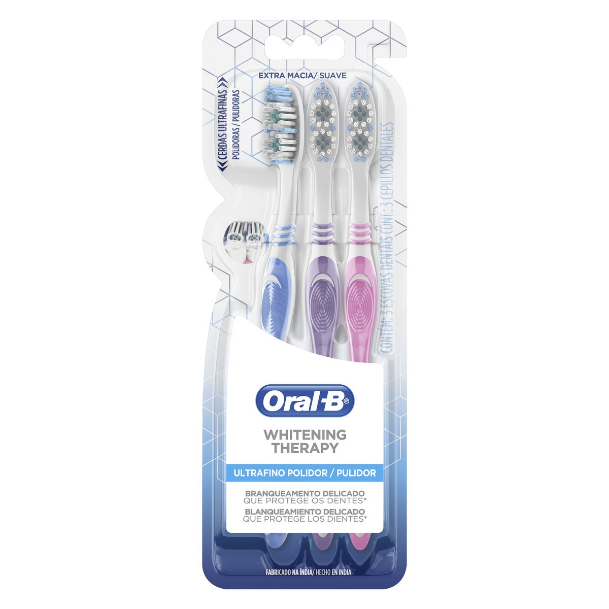 Escova Dental Oral B 3D Whitening Therapy Ultrafino Polidor Com 3 Unidades