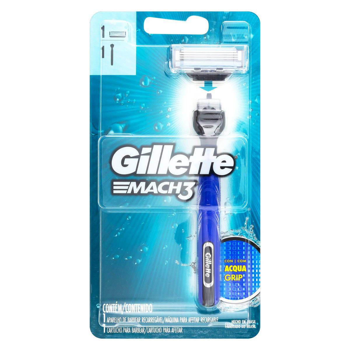 Aparelho De Barbear Gillette Mach3 Acqua-Grip Regular