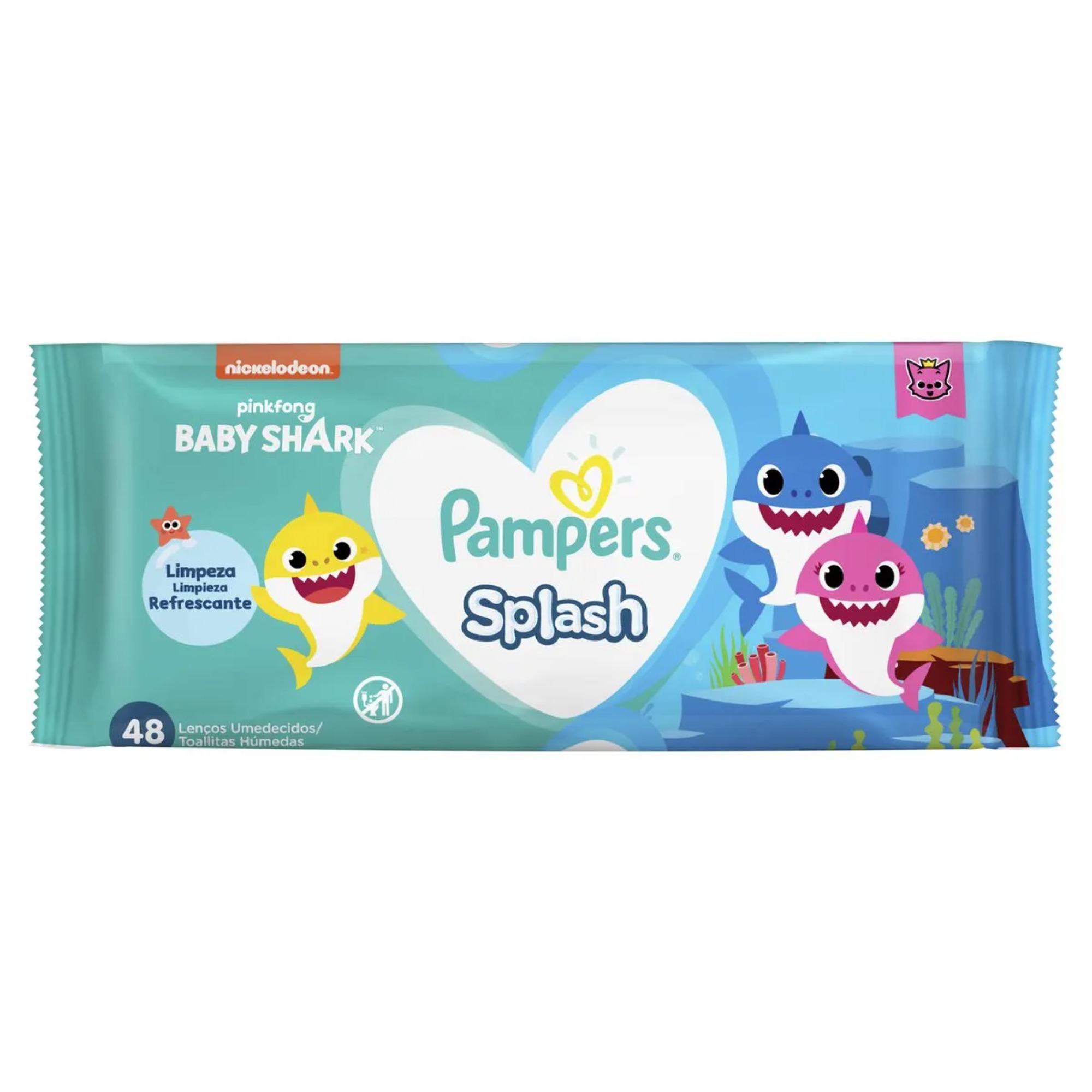 Toalhas Umedecidos Pampers Splash Baby Shark 48 unidades