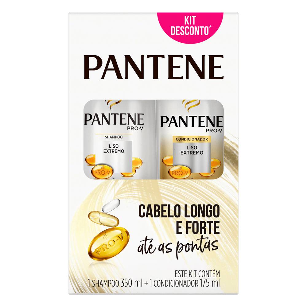 Kit Pantene Liso Extremo Shampoo 350ml + Condicionador 175ml Liso