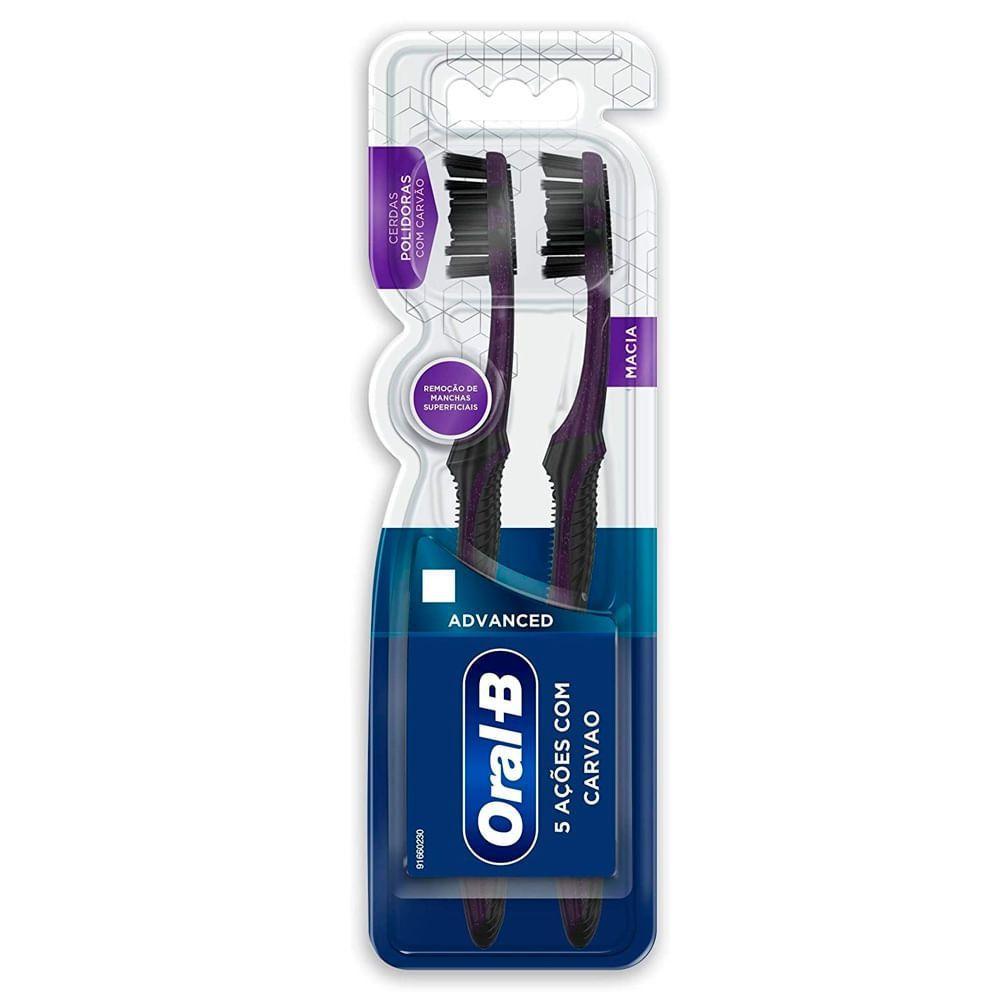 Escova Dental Oral B 5 Ações Com Carvão Advanced 2 Unidades