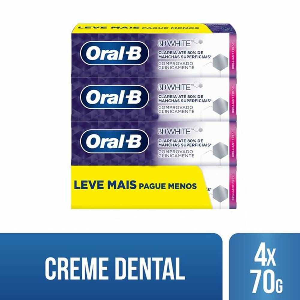 Creme Dental Oral B 3d White 70g Com 4 Unidades