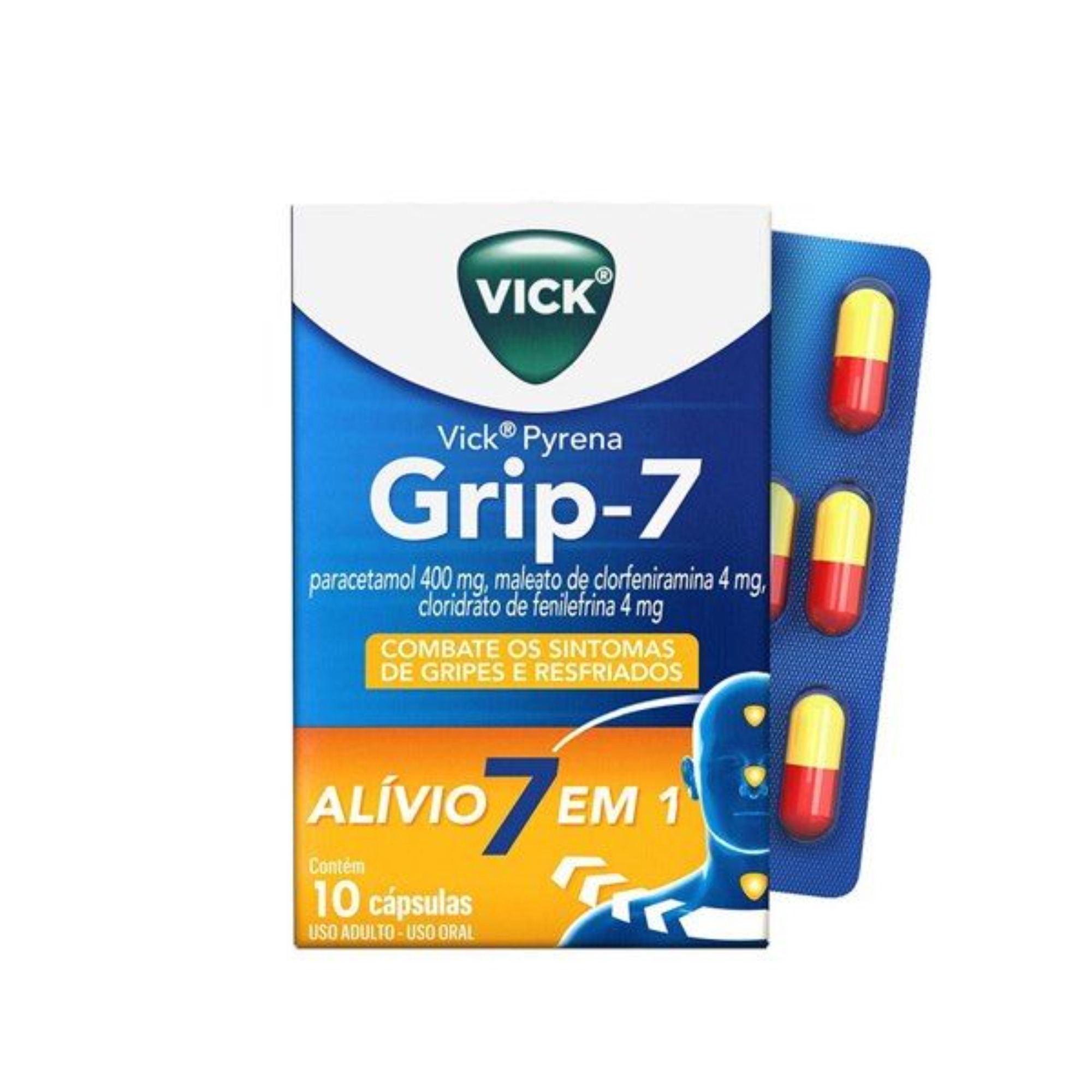 Vick Pyrena Grip-7 com 10 Cápsulas