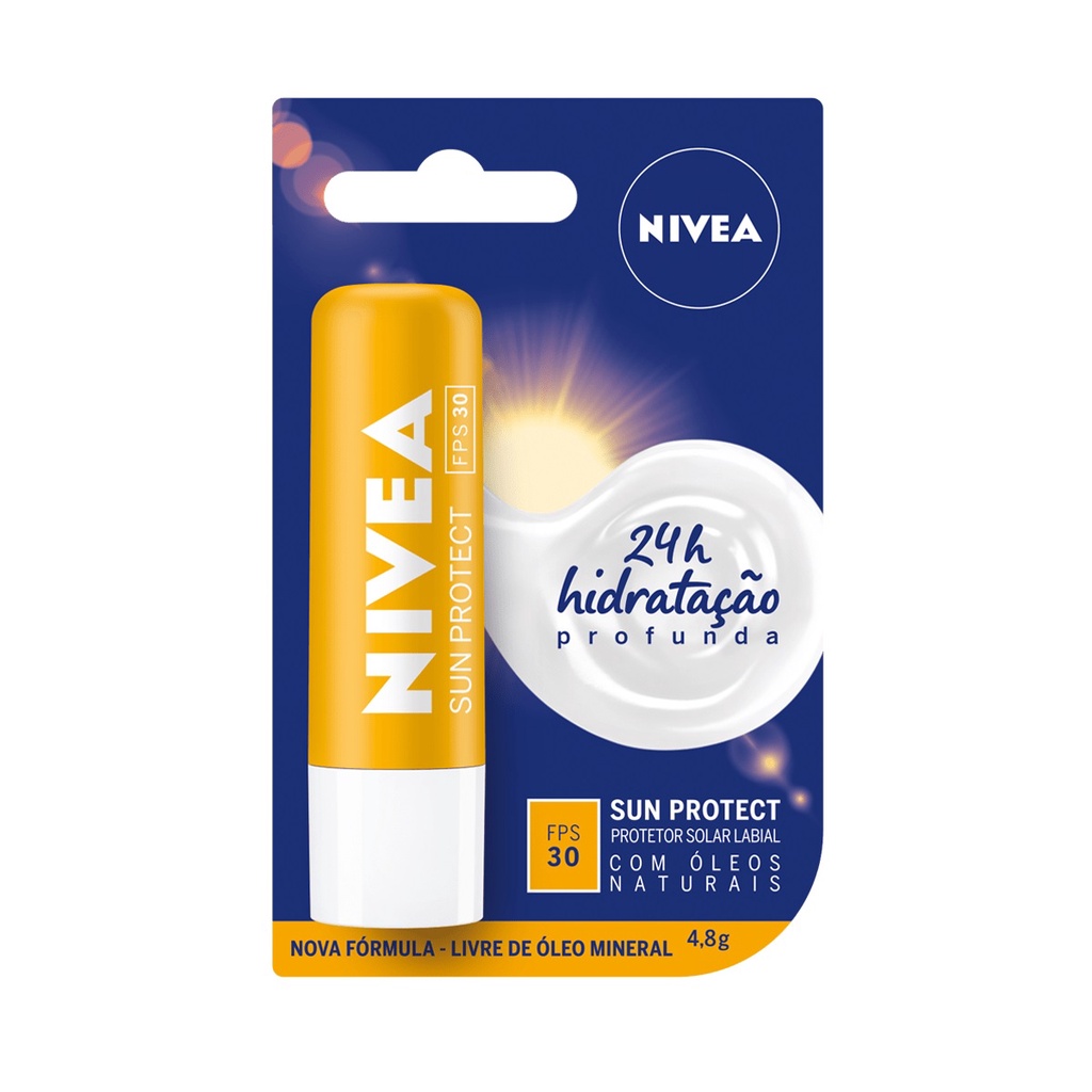 Protetor Solar Hidratante Labial Nivea Sun Protect Alta Proteção FPS30 4,8g