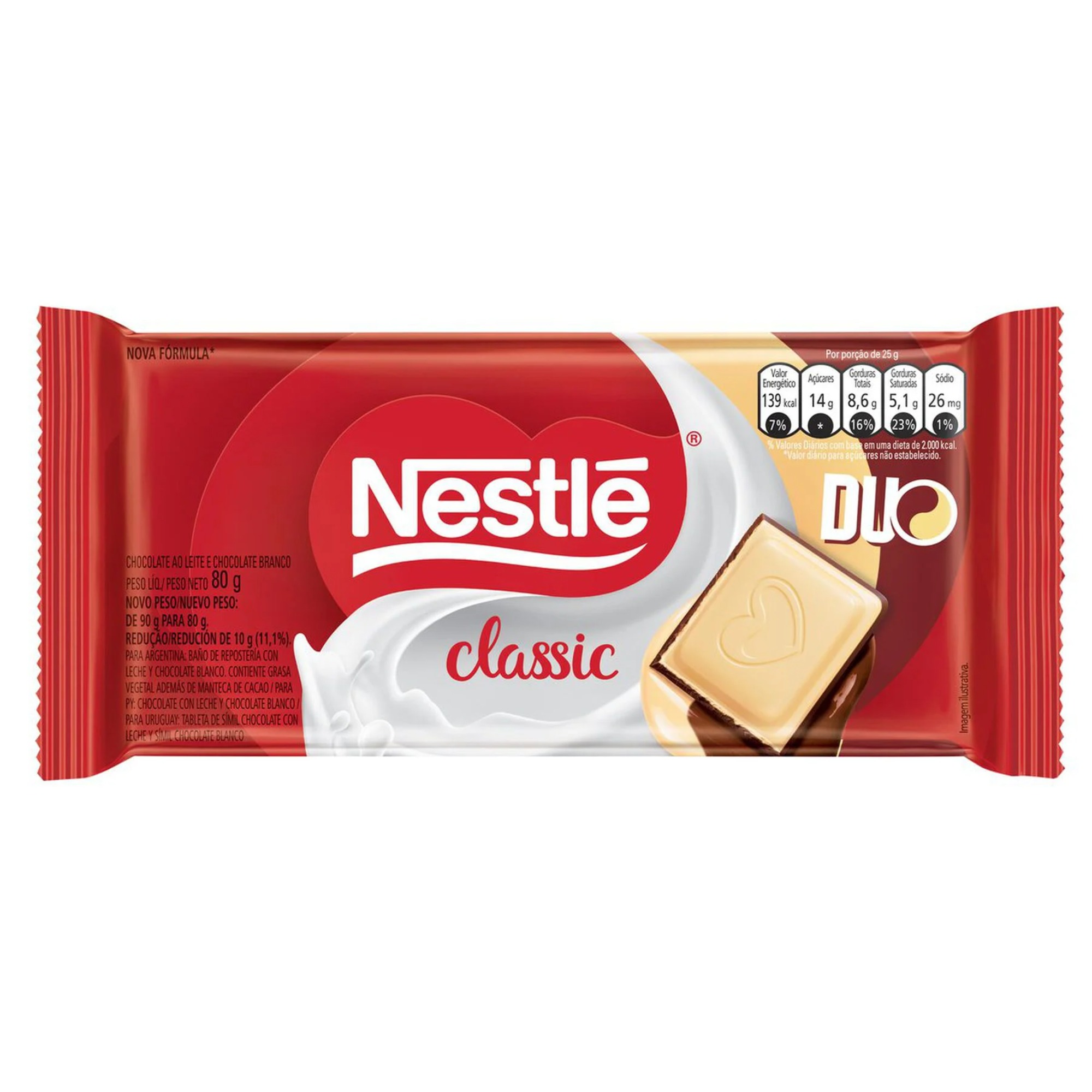 Barra de Chocolate Nestle 80g Classic Duo