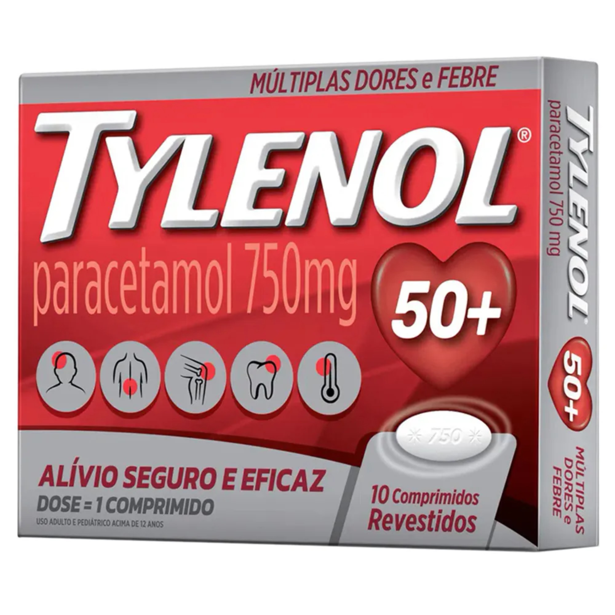 Tylenol 750mg com 10 Comprimidos