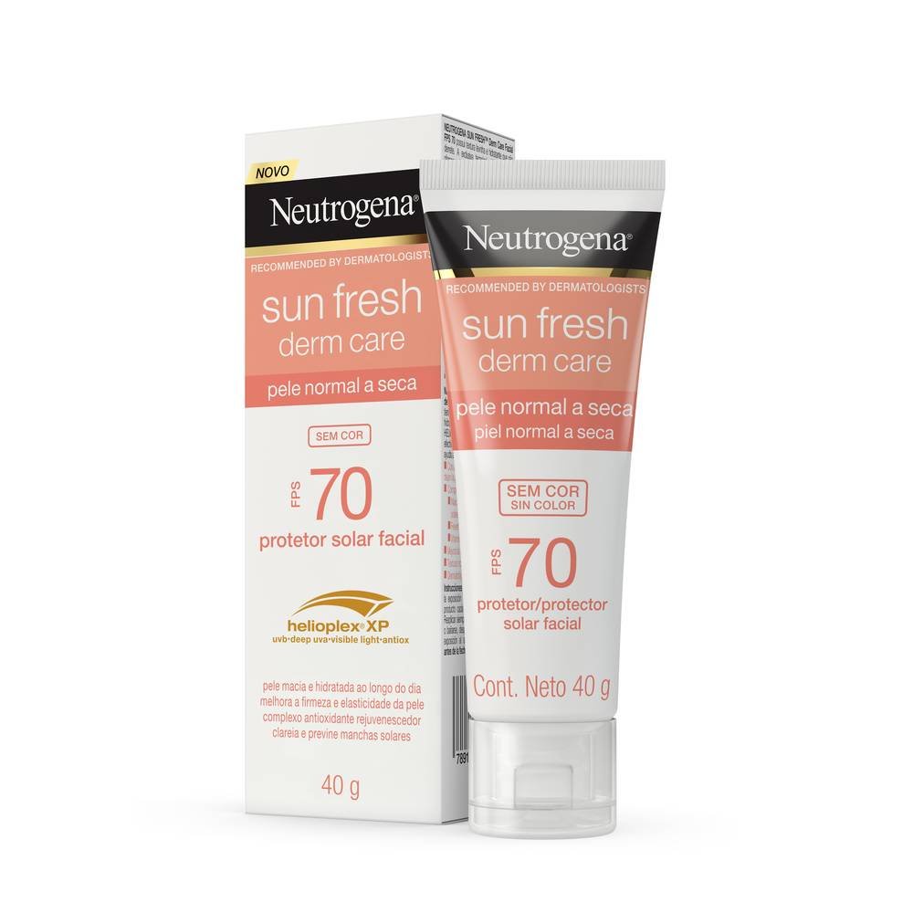 Protetor Solar Facial Neutrogena Sun Fresh Derm Care Com Cor Pele Normal A Seca Fps70 40g