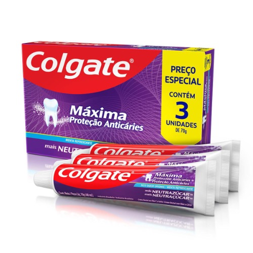 Kit Creme Dental Colgate Máxima Proteção Anticáries Neutraçúcar 70g Leve 3 Pague 2