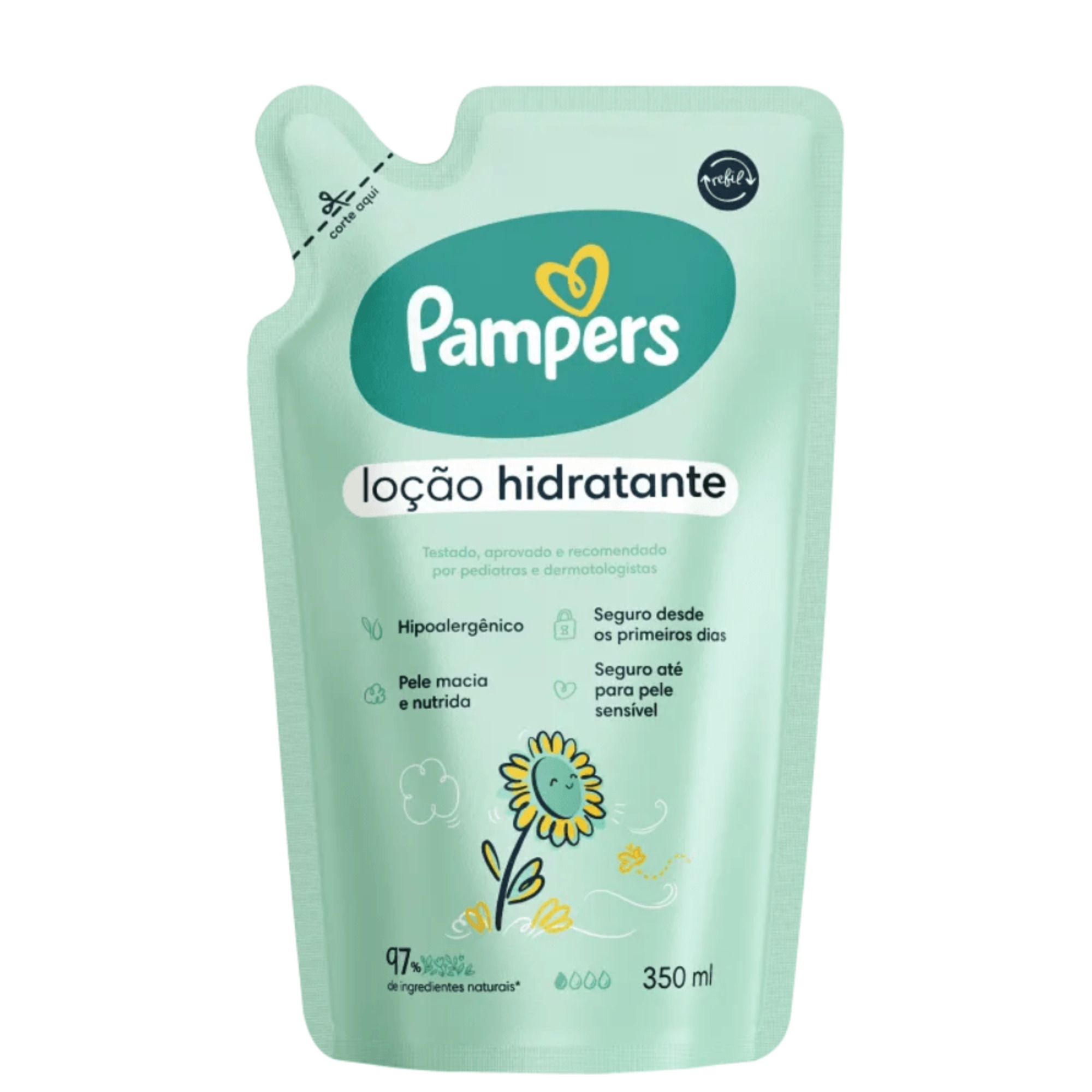 Loção Hidratante Infantil Pampers 350ml Refil Girassol