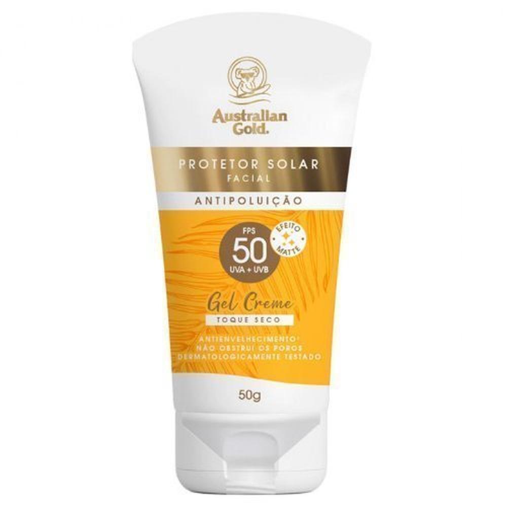 Protetor Solar Facial Australian Gold Gel Creme Toque Seco FPS50 50g