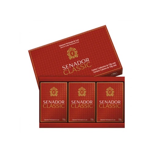 Estojo Senador Classic Com 3 Sabonetes + Saboneteira
