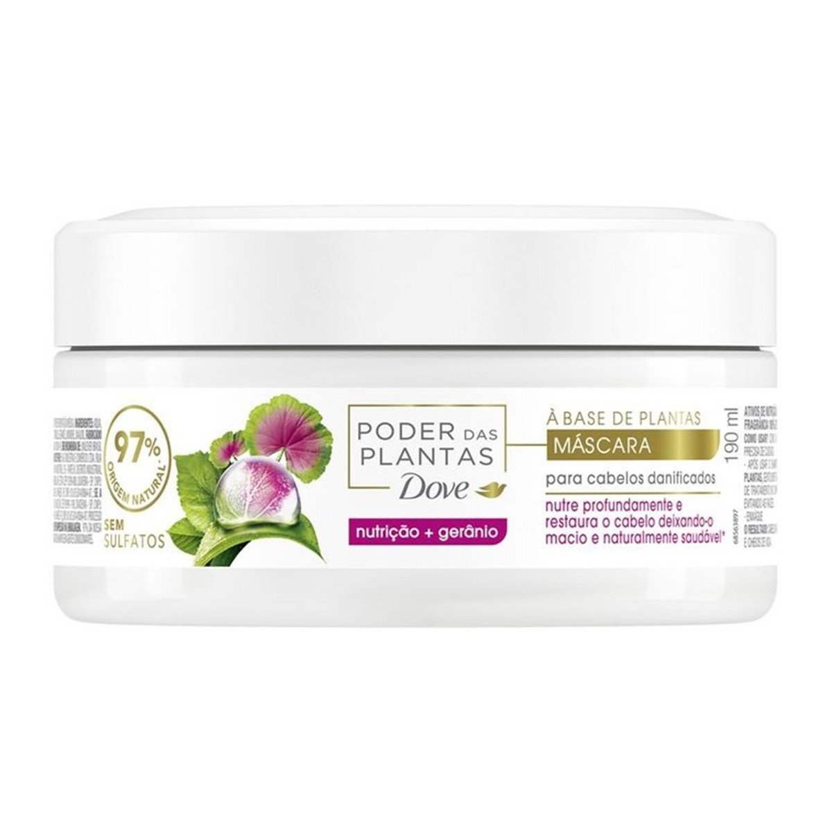 Máscara De Cabelo Dove Poder Das Plantas Nutrição + Gerânio 190ml