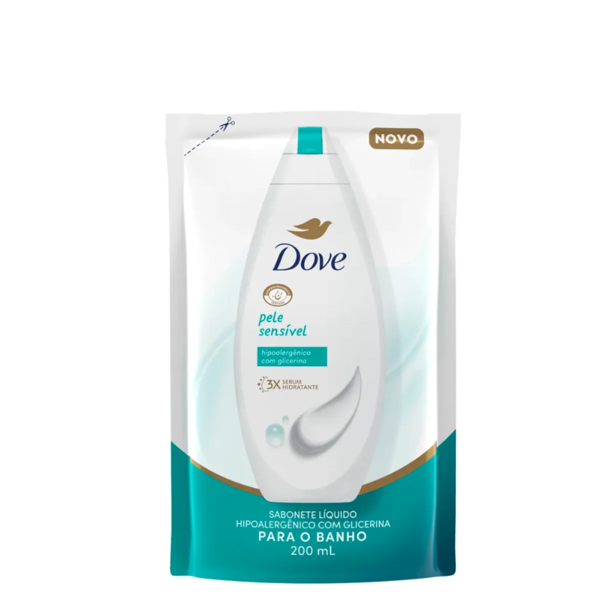 Sabonete Liq Dove 250ml Pele Sensivel Refil