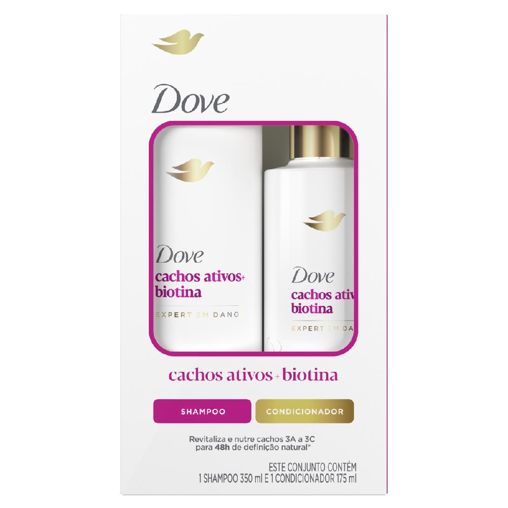 Kit Shampoo + Condicionador Dove 350Ml+175Ml Cachos Ativos+Biotina