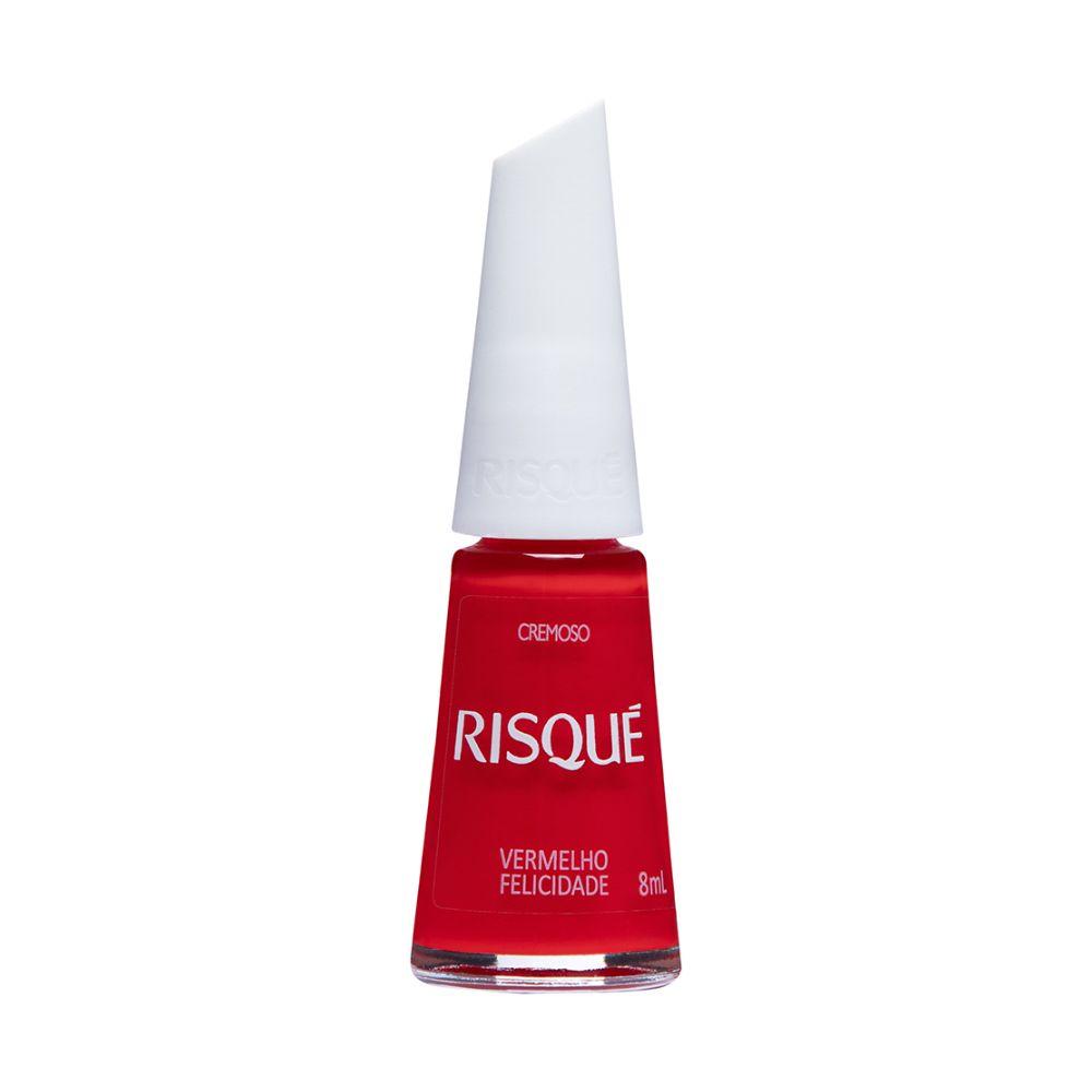 Esmalte Risque Cremoso vermelho Felicidade 
