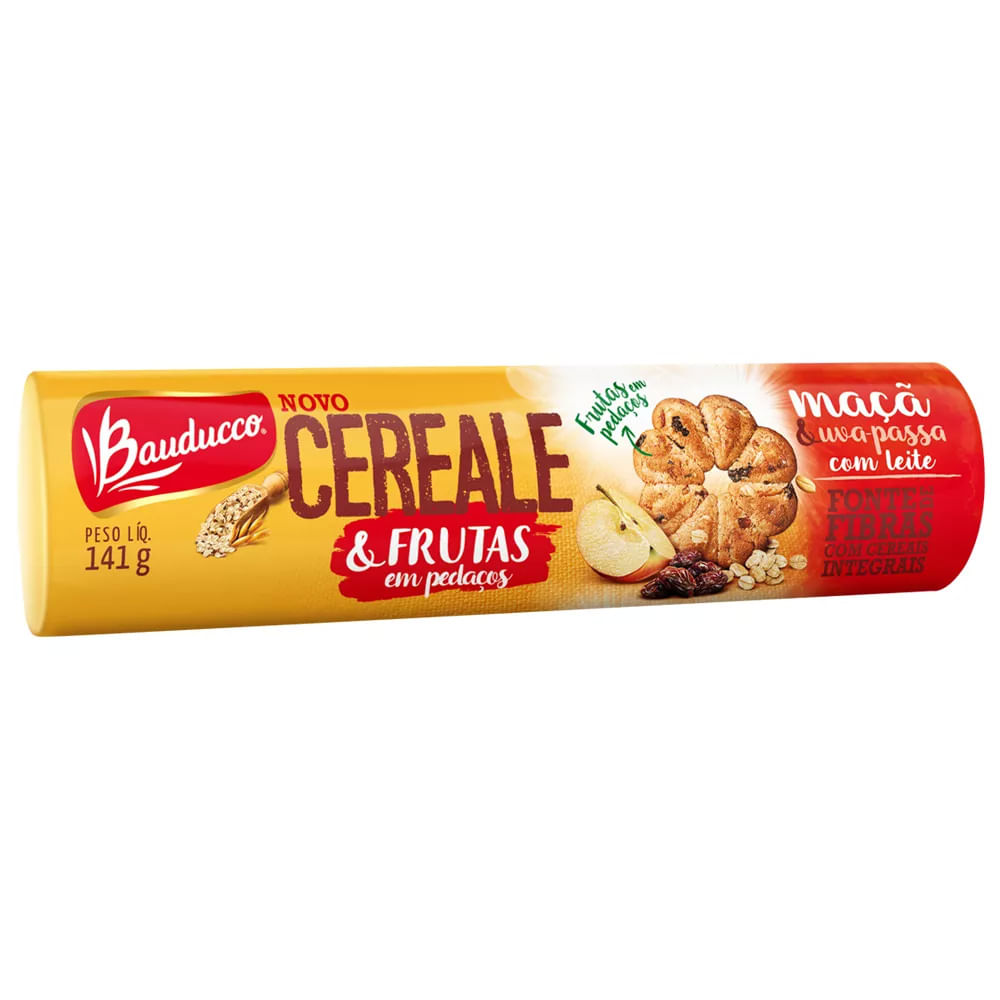 Bauducco Biscoito Cereale Maça e Uva-Passa 141g