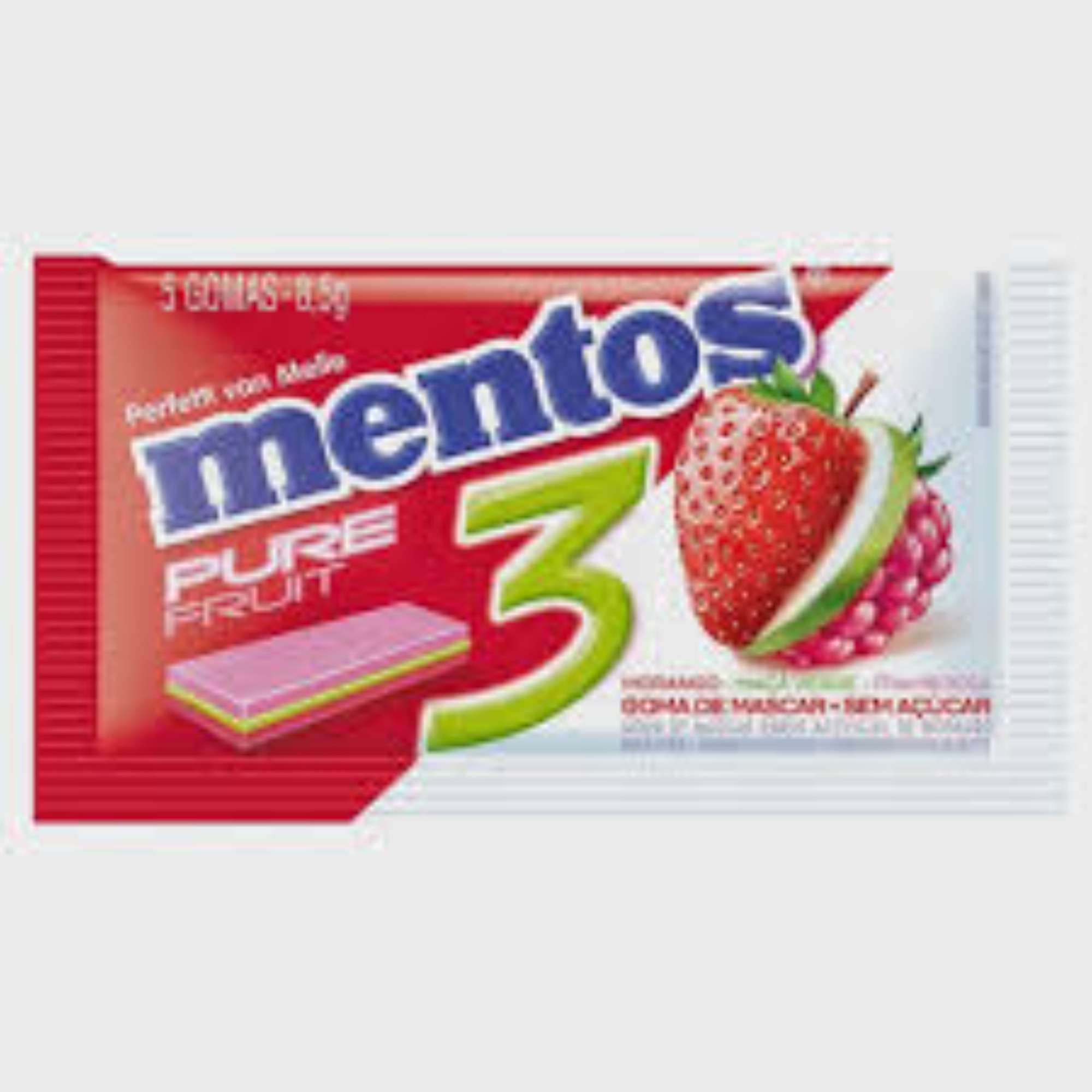 Goma de Mascar Mentos Pure Fruit com 5 Unidades