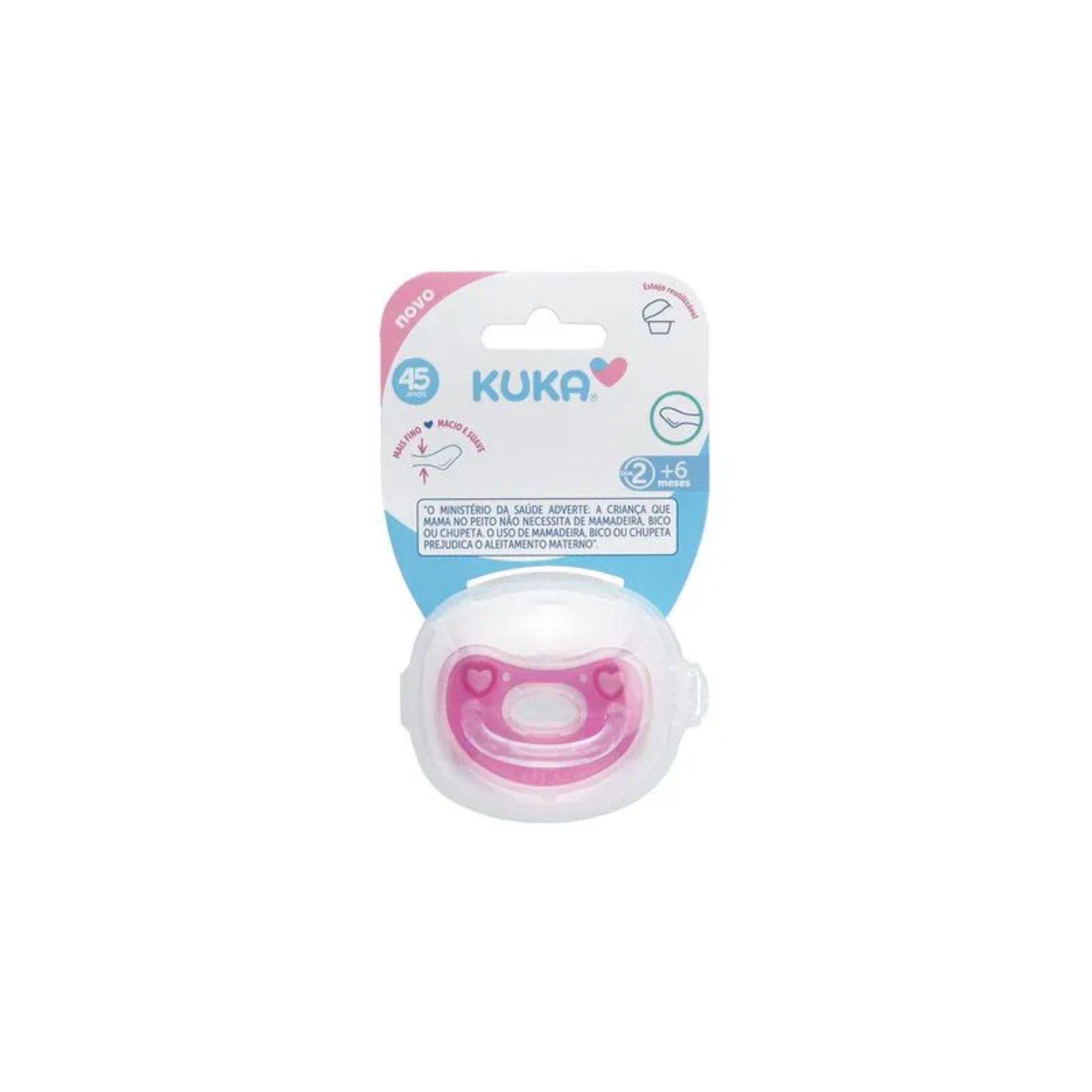 Chupeta Kuka Elegance Premium Bico Ortodôntico Rosa Tamanho 2