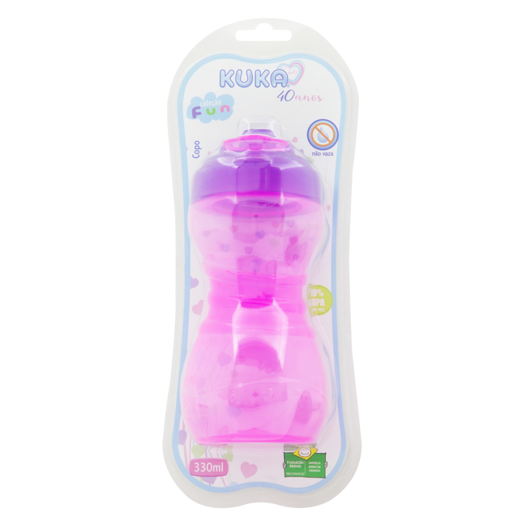 Copo Infantil Kuka Fun Antivazamento Rosa 330ml R6142