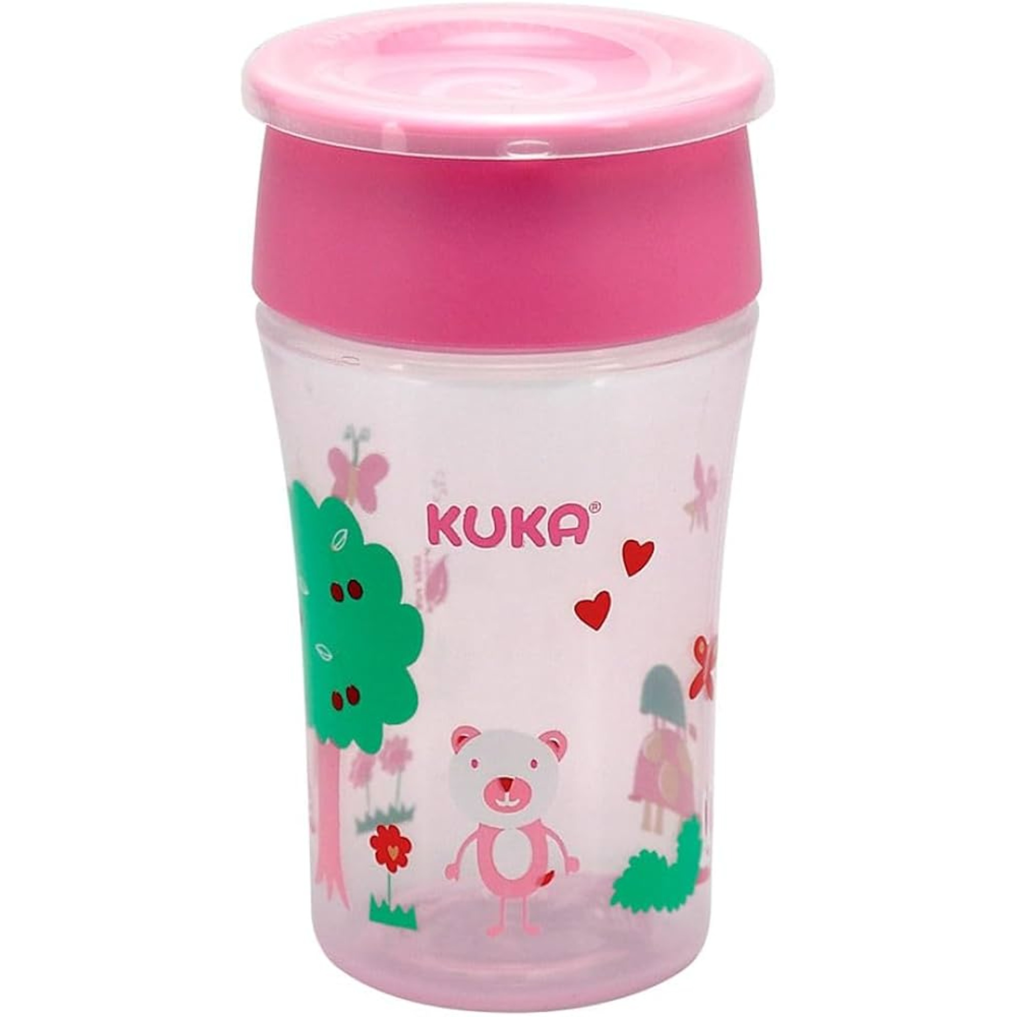 Copo Infantil Kuka 200Ml Rosa Anti-Vazamento 360°