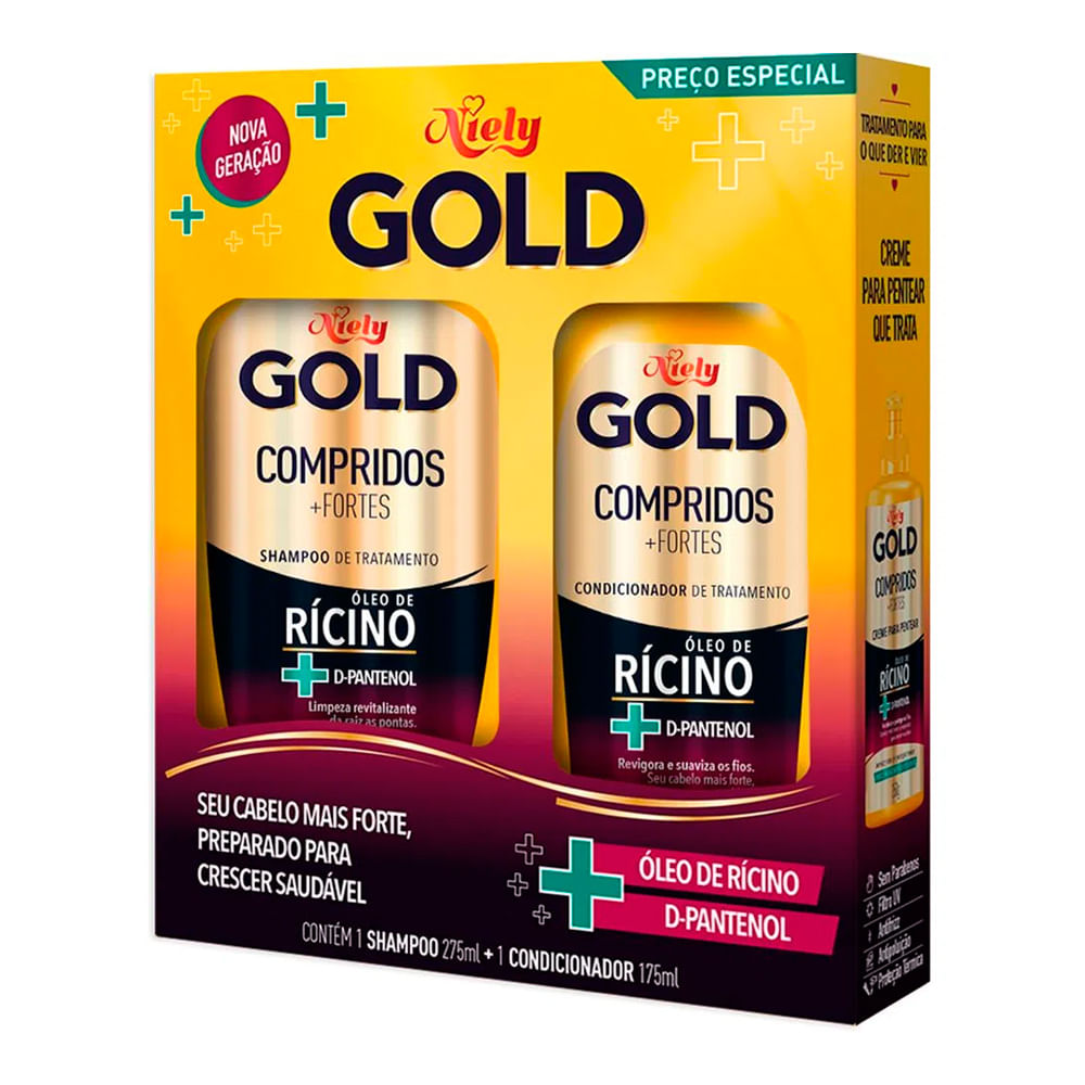 Kit Niely Gold Óleo De Rícino Shampoo 300ml + Condicionador 200ml