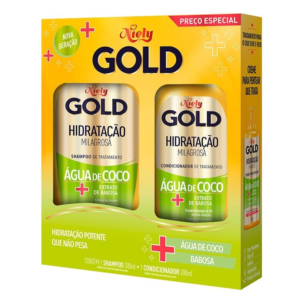 Kit Niely Gold Água de Coco Shampoo 275ml + Condicionador 175ml