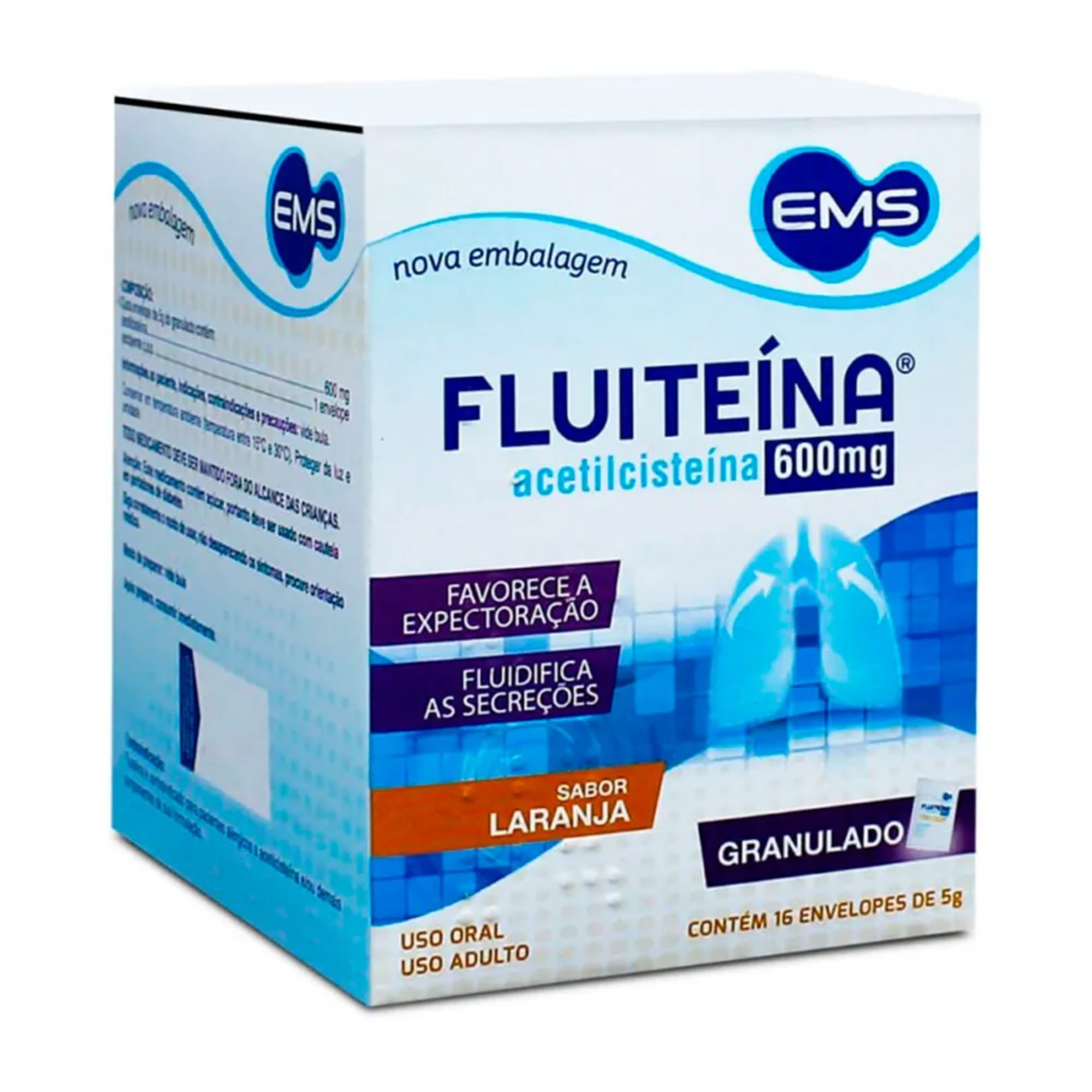 Fluiteina 600mg/g com 16 Envelopes de 5g