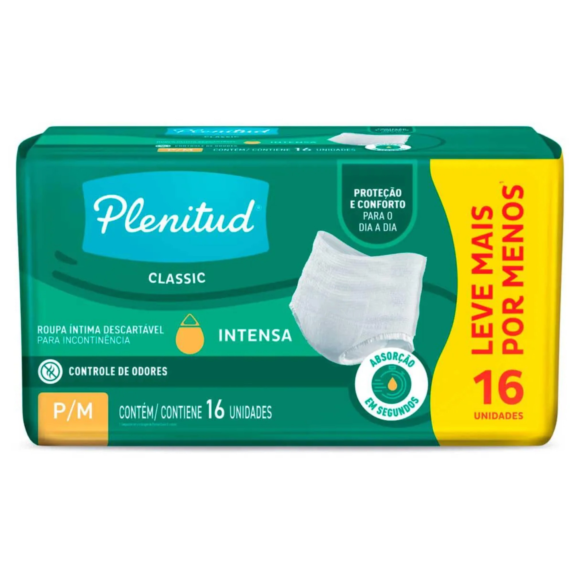 Roupa Intima Geriátrica Plenitud Classic P/M 16 Unidades