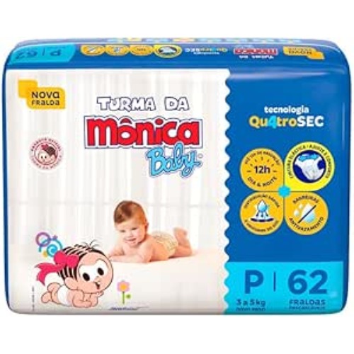 Fralda Turma Da Monica Baby Mega P 62Unidades