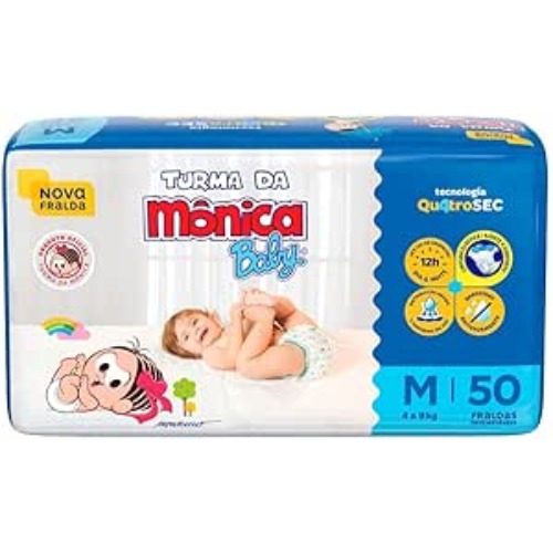 Fralda Turma Monica Baby Mega M 50Unidades