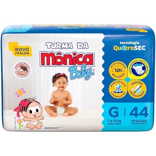 Fralda Turma Da Monica Baby Mega G 44Unidades