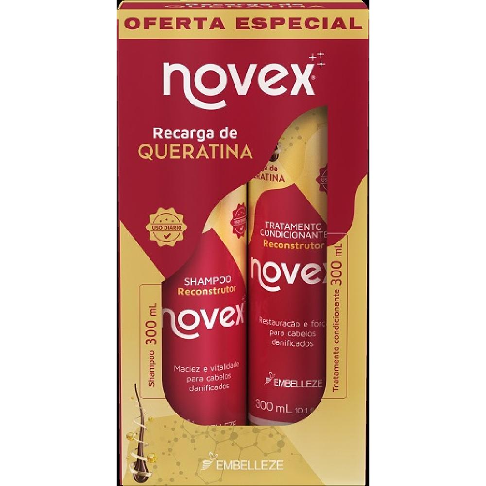 Kit Shampoo + Condicionador Novex 300ml Recarga de Queratina