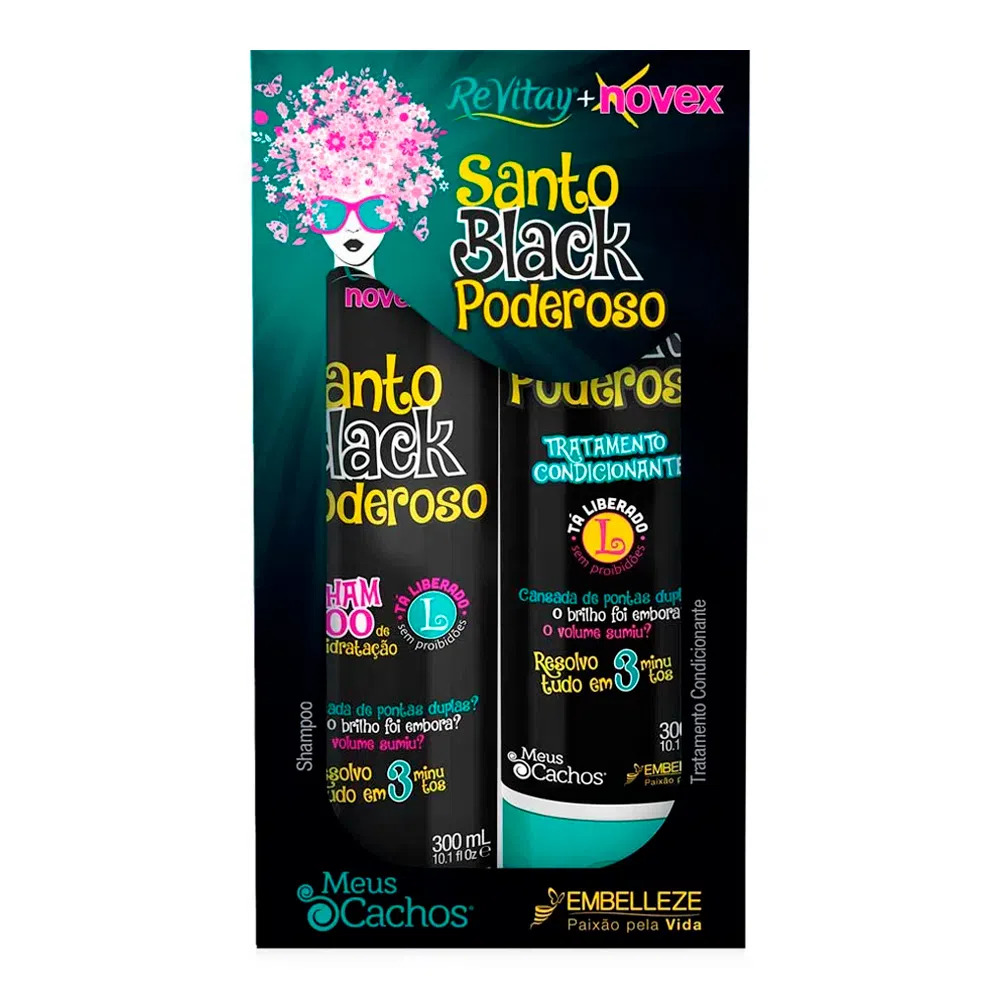 Kit Novex Santo Black Poderoso Shampoo 300ml + Condicionador 300ml