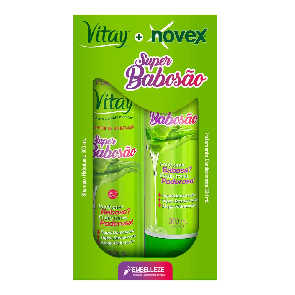 Kit Novex Super Babosão Shampoo 300ml + Condicionador 300ml