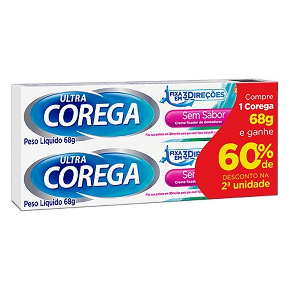 Kit Corega Ultra Creme Dental 2 unidades de 68g Sem Sabor