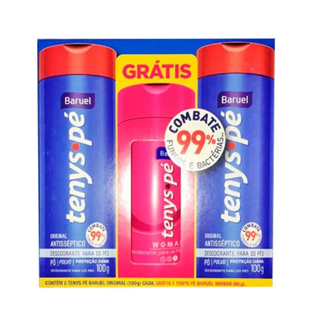 Kit Tenys Pé Desodorante Para Os Pés Pó 120g Com 2 Unidades Original + Woman 60g