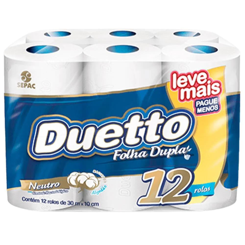 Papel Higiênico Duetto 30m 12 Rolos Neutro Folha Dupla