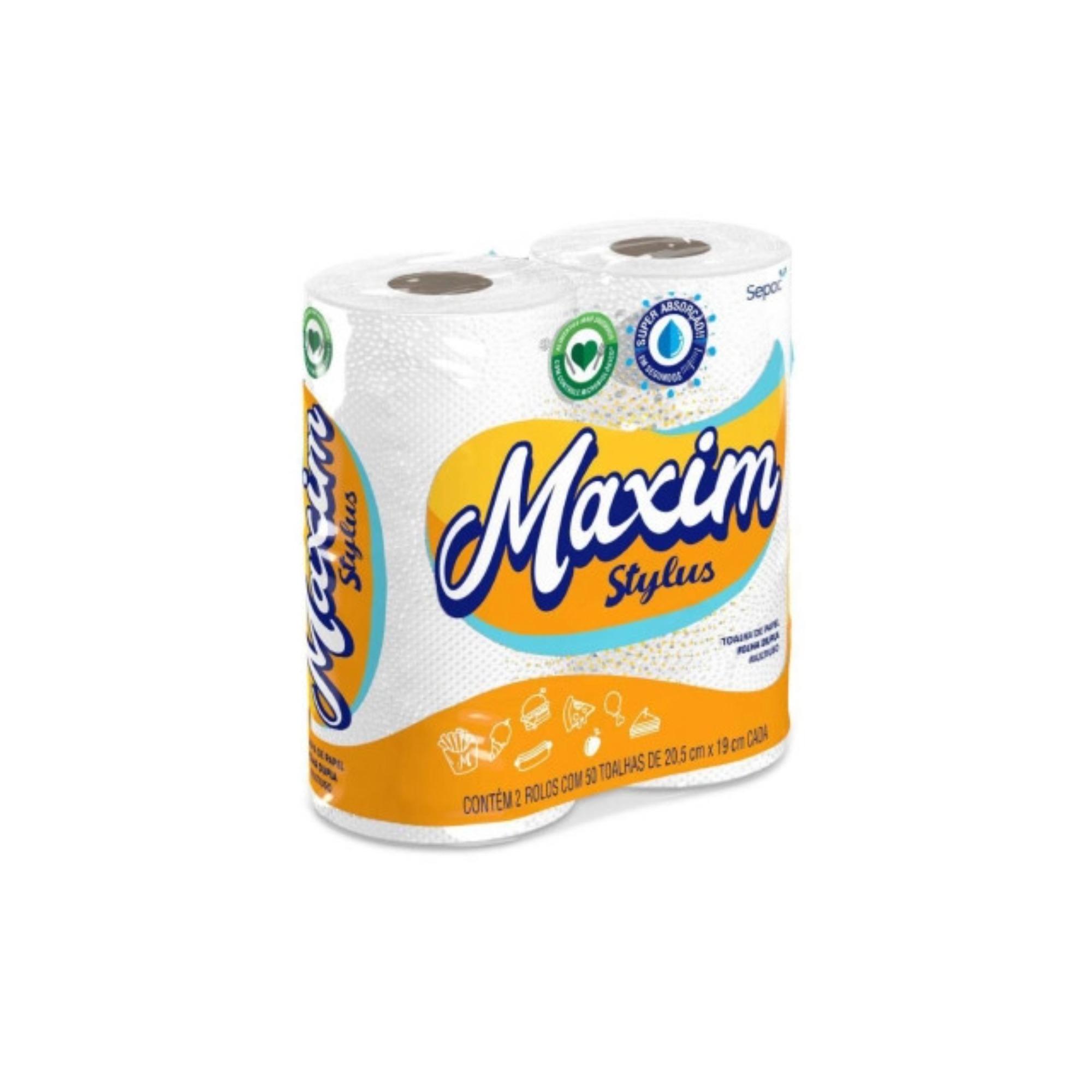 Toalhas de Papel Maxim com 2 Rolos de 50 Toalhas