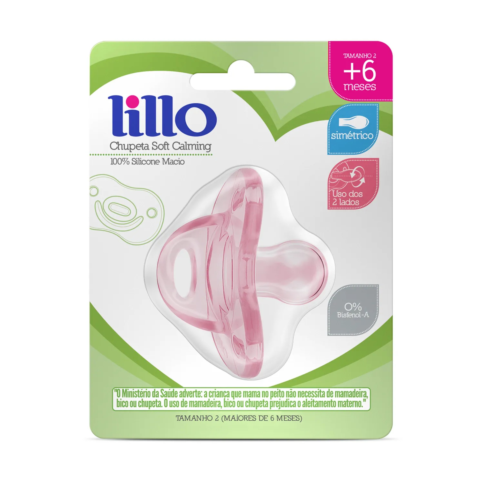 Chupeta Lillo Soft Calming Silicone Simétrico T2 Rosa R629831