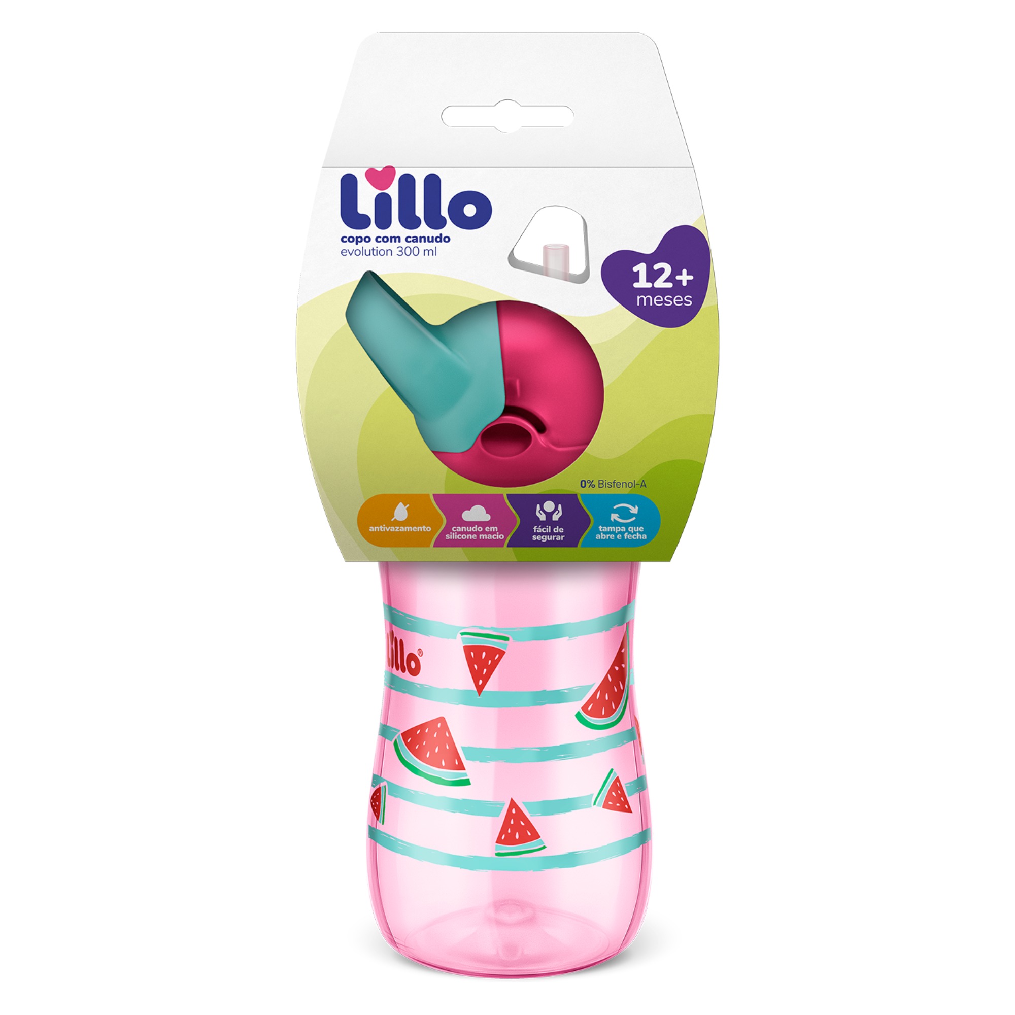 Copo Lillo Evolution com Canudo Silic 300ml Menina R630231