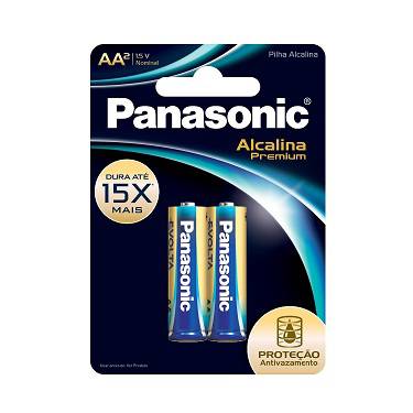Pilha Panasonic Alcalina Premium AA Cartela com 2 Unidades 