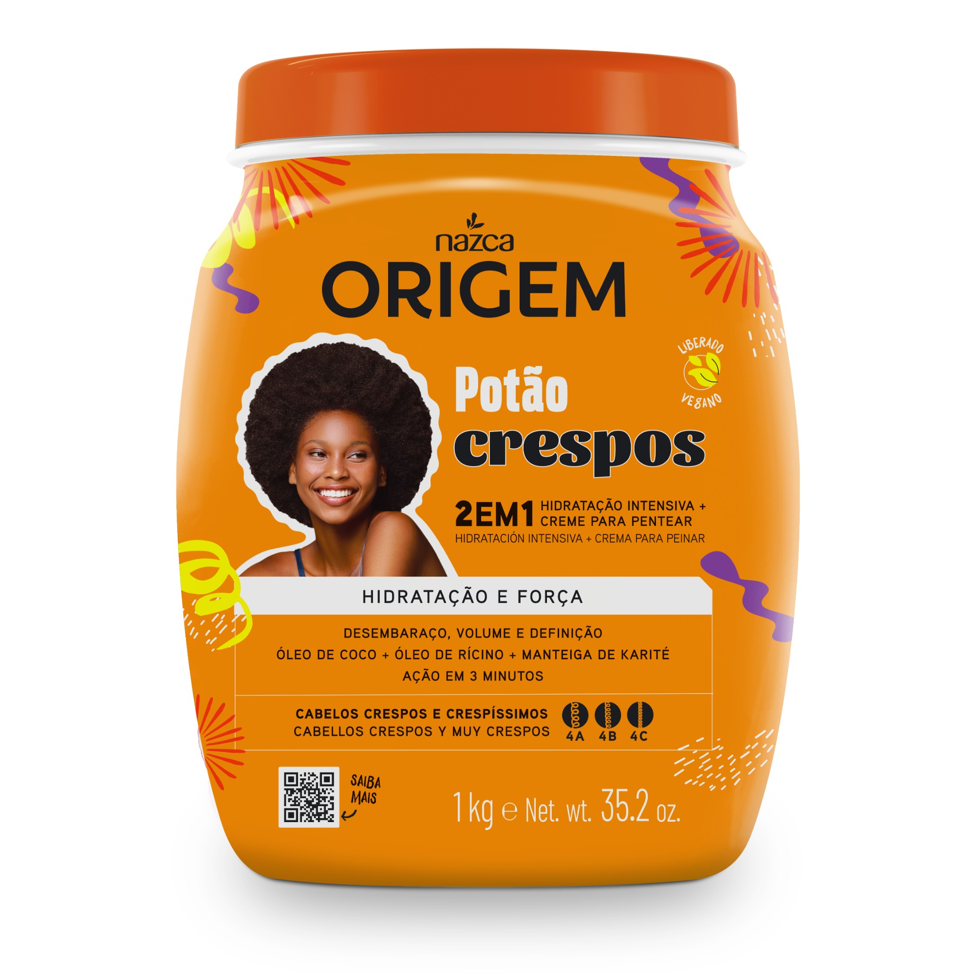 Creme de Cabelo Origem 1Kg 2 Em 1 Para Cabelos Crespos