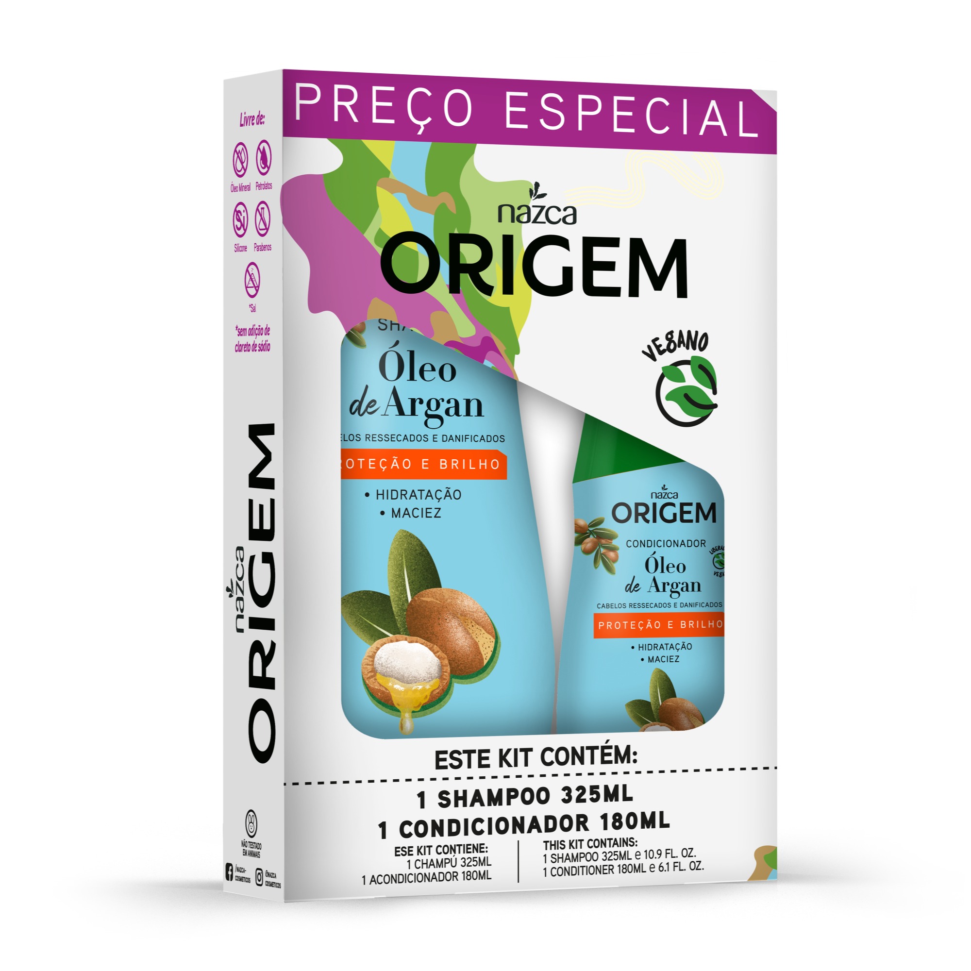 Kit Origem Óleo de Argan Shampoo 325ml + Condicionador 180ml