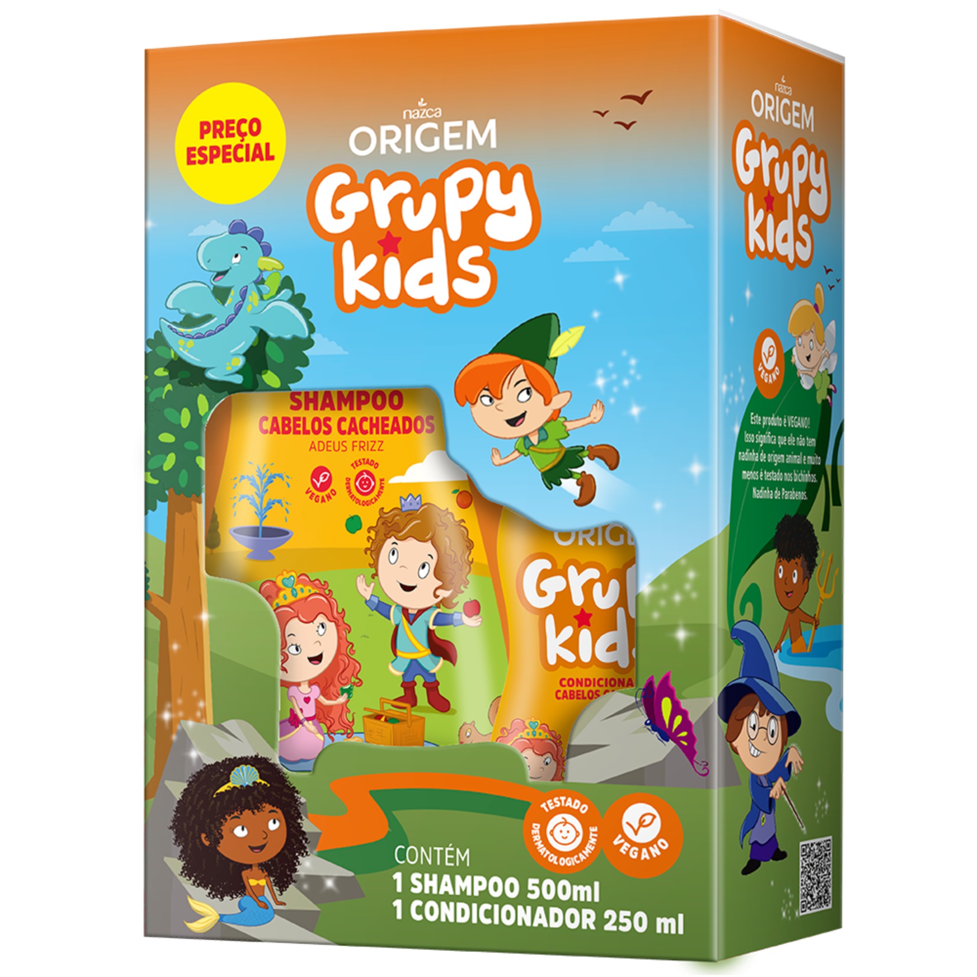 Kit Infantil Shampoo+Condicionador  Grupy Kids 500ml+250ml Adeus Friz