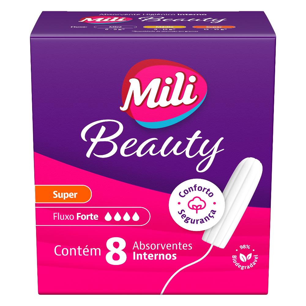 Absorvente Interno Mili Beauty Super Com 8 Unidades