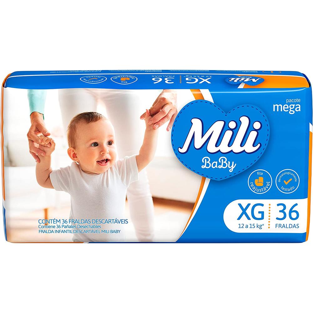 Fralda Mili Baby Mega XG com 36 Unidades