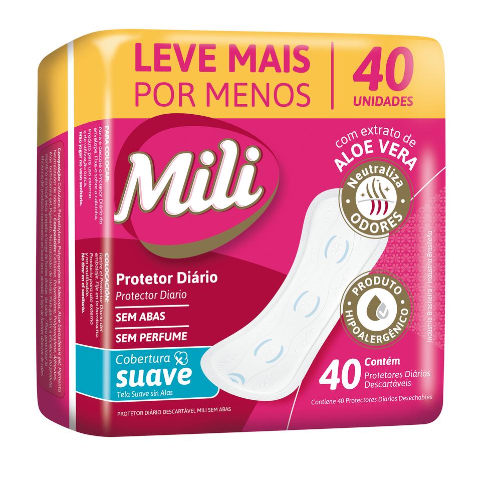 Protetor Diário Mili com 40 Unidades Sem Perfume